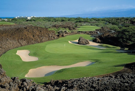 A golf fairway at the Islands at Mauna Lani
