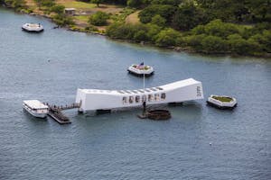 pearl-harbor an aerial view of the u.s.s. arizona memorial